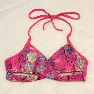 Atmosphere Pink Multicolour Pineapple Twist Bikini Top